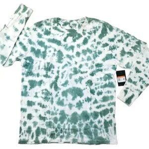 Galaxy By Harvic Men's Long Sleeve Crew Neck Green Tee Shirt Tie Dye XL & L NWT